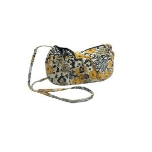 Vera Bradley Crossbody Bag Yellow Black Floral Quilted Adjustable Strap